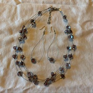 Beaded necklace earrings set